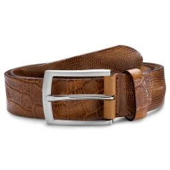 BSWK Vincio | Ceinture Brune En Cuir Pleine Fleur Avec Imprimé Croco