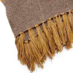 Sidegren Hiems | Écharpe à Carreaux En Coton Recyclé Marron Et Jaune -Chapeau Fawler en ligne 1 3saren