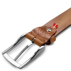 BSWK Vincio | Ceinture Brune En Cuir Pleine Fleur Avec Imprimé Croco -Chapeau Fawler en ligne 1 4 vinko