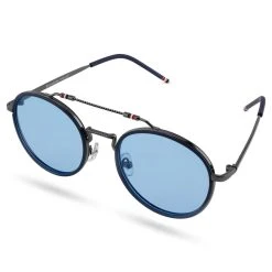 Lucleon Occasus | Lunettes De Soleil Bleues à Verres Ronds Polarisés Et Double Pont -Chapeau Fawler en ligne 11 1 sull