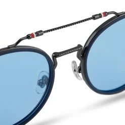 Lucleon Occasus | Lunettes De Soleil Bleues à Verres Ronds Polarisés Et Double Pont -Chapeau Fawler en ligne 11 5 sull