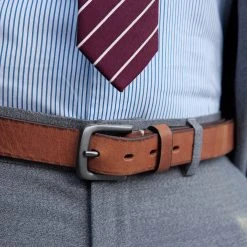 BSWK Ceinture En Cuir Brun Chaleureux -Chapeau Fawler en ligne 12194 belt3