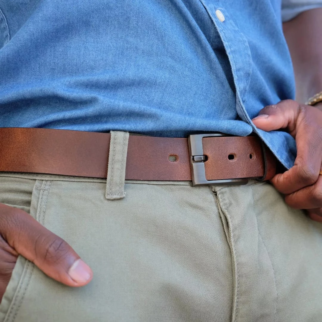 BSWK Ceinture En Cuir Brun Texturé 3 BSWK Ceinture En Cuir Brun Texturé – Image 3