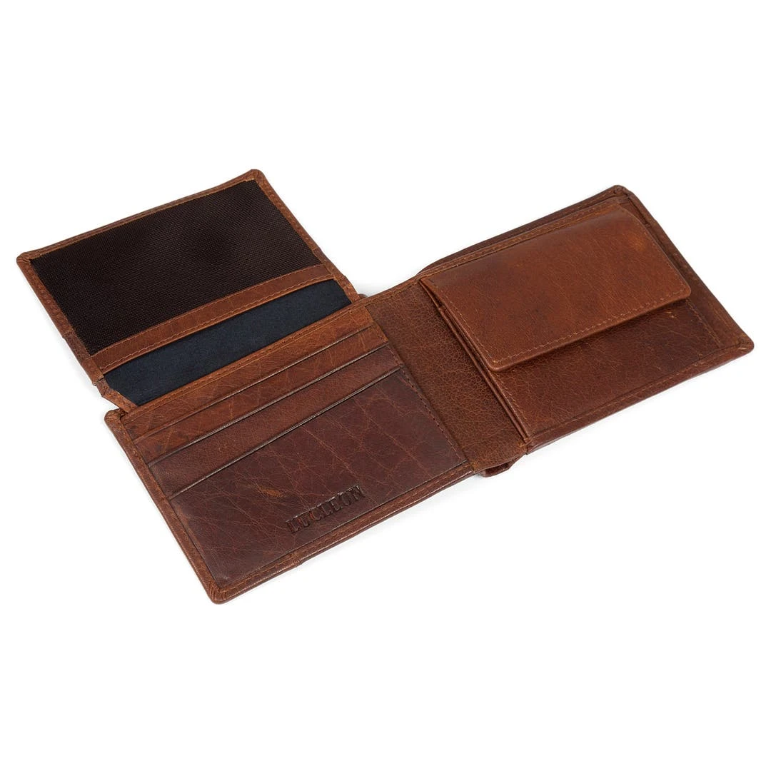 Lucleon Portefeuille Montreal Dotty En Cuir Marron Foncé RFID 2 Lucleon Portefeuille Montreal Dotty En Cuir Marron Foncé RFID – Image 2