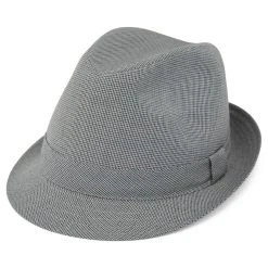 Fawler Chapeau Fedora Tyrol Gris à Motif Pied-de-poule
