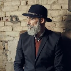 Fawler Chapeau Fédora Flavio Moda Bleu Marine à Bord Plat -Chapeau Fawler en ligne 17972 2