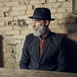 Fawler Chapeau Fedora Filippo Bleu Marine à Bords Bruts -Chapeau Fawler en ligne 17992 2