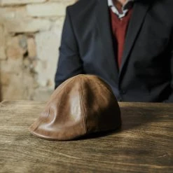 Fawler Casquette Plate En Cuir Végan Brun Clair Moda Maximo -Chapeau Fawler en ligne 18016