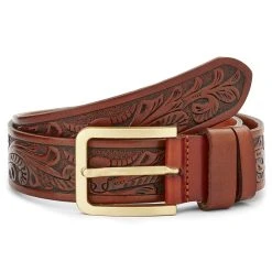 Collin Rowe Ceinture En Cuir Marron-rouge Artistique