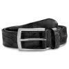 BSWK Vincio | Ceinture Noire En Cuir Pleine Fleur Avec Imprimé Croco