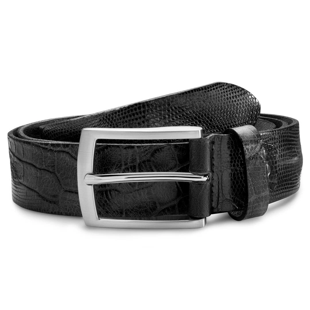 BSWK Vincio | Ceinture Noire En Cuir Pleine Fleur Avec Imprimé Croco 1 BSWK Vincio | Ceinture Noire En Cuir Pleine Fleur Avec Imprimé Croco