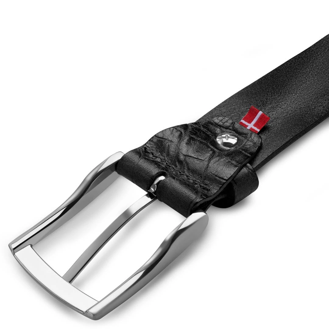 BSWK Vincio | Ceinture Noire En Cuir Pleine Fleur Avec Imprimé Croco 4 BSWK Vincio | Ceinture Noire En Cuir Pleine Fleur Avec Imprimé Croco – Image 4