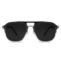 Arkai Occasus | Lunettes De Soleil à Verres Sombres Polarisés Et Double Pont Noir Et Transparent