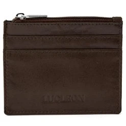 Lucleon Porte-cartes Multi Zip Marron Avec Protection RFID