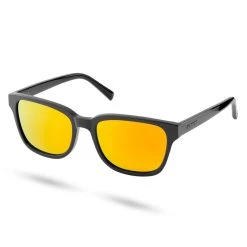 Waykins Lunettes De Soleil Noires Wilmer Thea à Verres Miroir Polarisés Jaune-orange