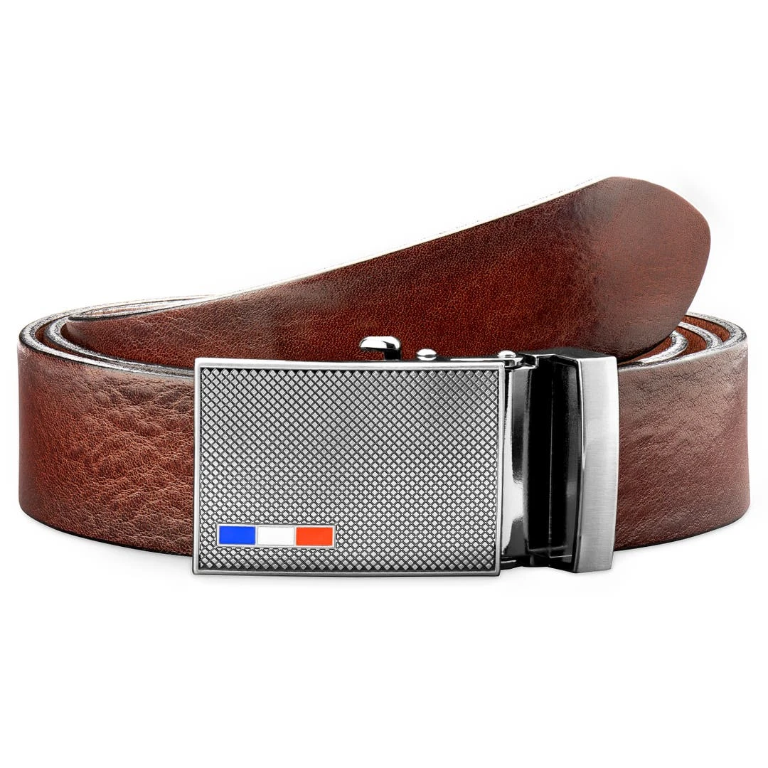 BSWK Ceinture Automatique En Cuir Pleine Fleur Marron à Finition Vintage 1 BSWK Ceinture Automatique En Cuir Pleine Fleur Marron à Finition Vintage