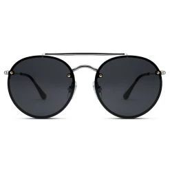 Lucleon Occasus | Lunettes De Soleil Aviator Rondes à Verres Noirs