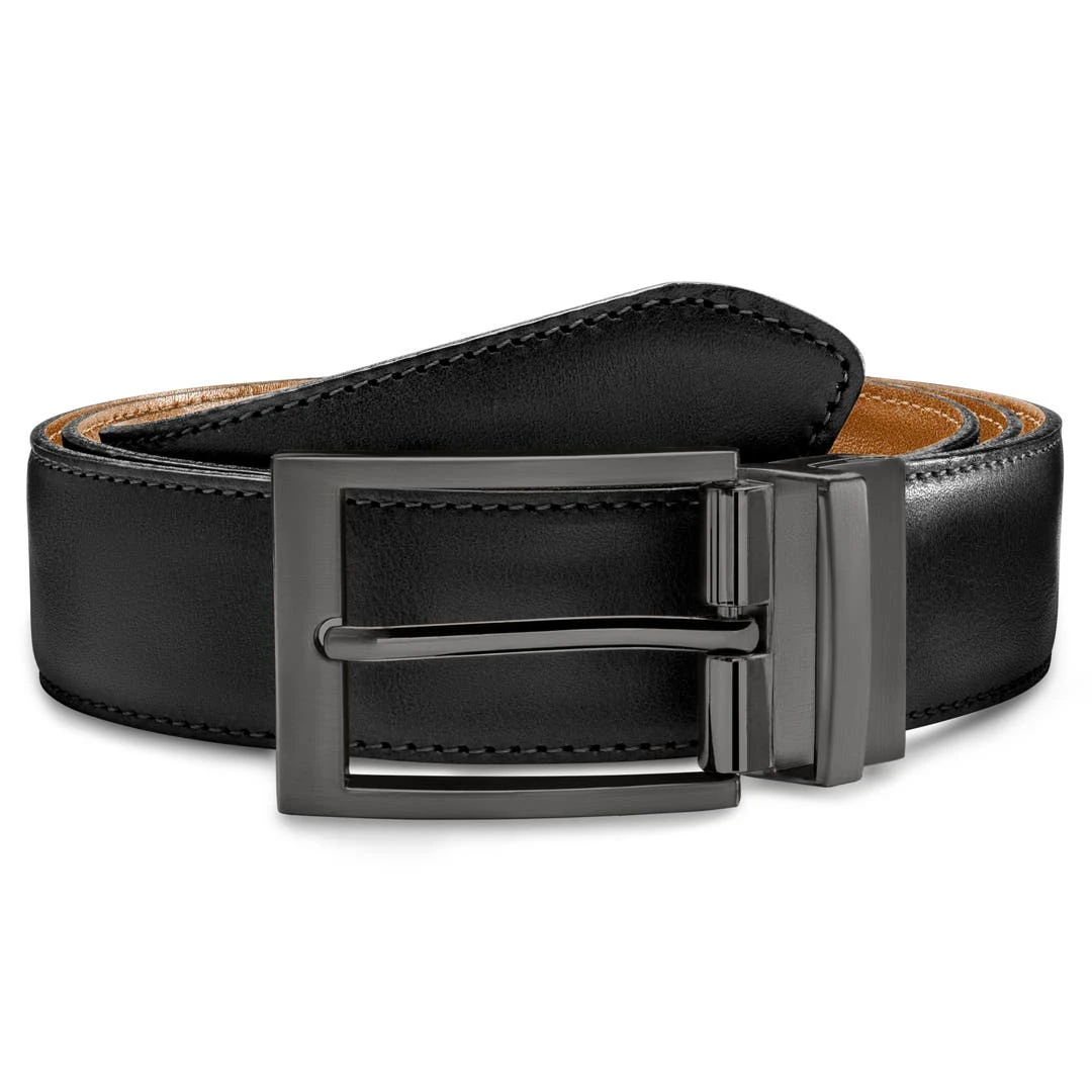 BSWK Vincio | Ceinture Réversible En Cuir Pleine Fleur Noir Et Brun Havane 3 BSWK Vincio | Ceinture Réversible En Cuir Pleine Fleur Noir Et Brun Havane – Image 3