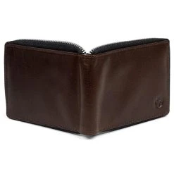 Lucleon Portefeuille Montréal Zippé En Cuir Marron RFID -Chapeau Fawler en ligne 8 4 1 92