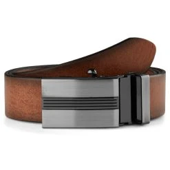 BSWK Ceinture En Cuir Cognac Avec Boucle à Verrouillage Automatique
