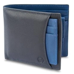 Lucleon Portefeuille Et Porte-cartes Lincoln En Cuir Bleu Marine Et Bleu Cobalt Anti-RFID