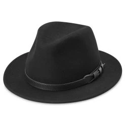 Fawler Chapeau Fedora Flavio En Laine Noire à Bord Plat