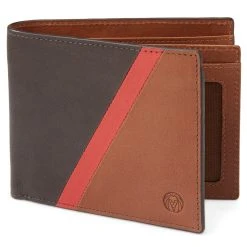 Lucleon Portefeuille En Cuir Brun Et Rouge Anti-RFID Lind