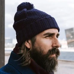Fawler Bonnet à Pompon Bleu Marine Karl Kane En Laine Mérinos -Chapeau Fawler en ligne hat 6