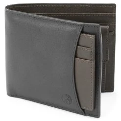 Lucleon Portefeuille Avec Porte-cartes En Cuir Noir Et Brun Foncé Anti-RFID Lincoln