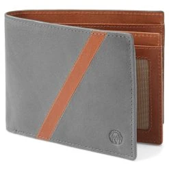 Lucleon Portefeuille En Cuir Gris Et Brun Tan Anti-RFID Lind