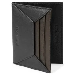 Lucleon Porte-cartes En Cuir Noir Et Brun Foncé Anti-RFID Lorern