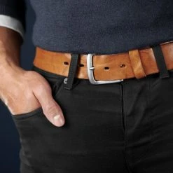 BSWK Ceintuire En Cuir Brun Marbré De Noir 9 BSWK Ceintuire En Cuir Brun Marbré De Noir -Chapeau Fawler en ligne rel megashoot belts 12146 2