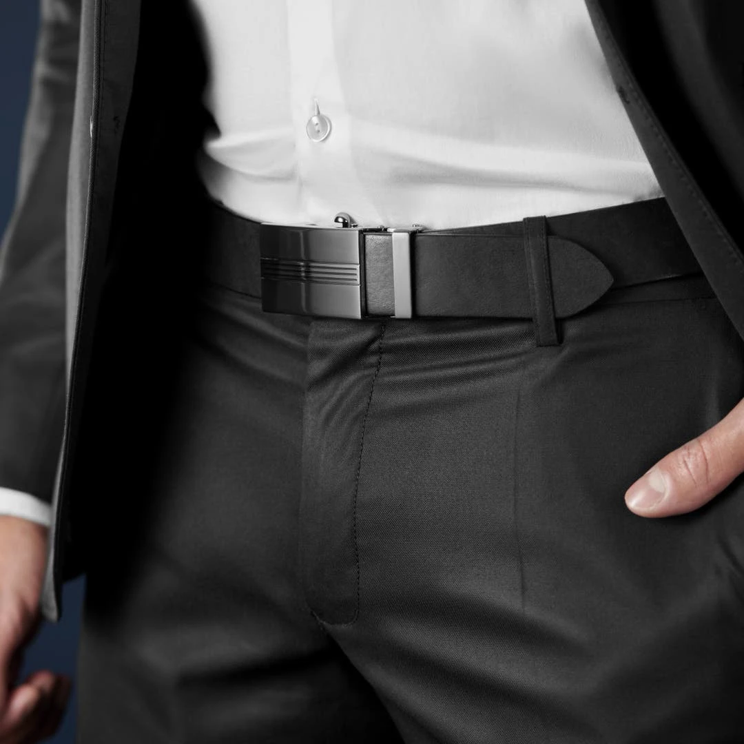 BSWK Ceinture En Cuir Noir à Verrouillage Automatique 3 BSWK Ceinture En Cuir Noir à Verrouillage Automatique – Image 3