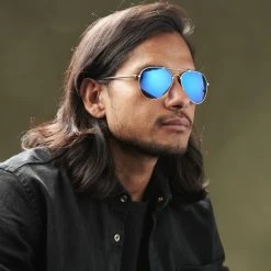 Paul Riley Lunettes De Soleil Aviateur Argentées à Verres Bleu Miroir -Chapeau Fawler en ligne rst megashoot sunglas 13918 2