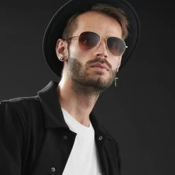 Paul Riley Lunettes De Soleil Aviateur Dorées à Verres Dégradés Marron -Chapeau Fawler en ligne rst megashoot sunglasses 13914 1