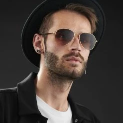 Paul Riley Lunettes De Soleil Aviateur Dorées à Verres Dégradés Marron -Chapeau Fawler en ligne rst megashoot sunglasses 13914 2