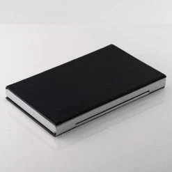 Fort Tempus Porte-cartes De Crédit Métal Et Cuir Noir