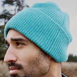 Fawler Hiems | Bonnet Couleur Menthe à Revers En Laine Recyclée -Chapeau Fawler en ligne ste hiems scarves hats and gloves collection 26412 bj rn 1x1 2bm