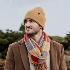 Fawler Hiems | Bonnet Orange à Revers En Laine Recyclée -Chapeau Fawler en ligne ste hiems scarves hats and gloves collection 26421 26411 rinalds 1x1 1