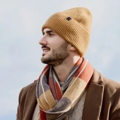 Fawler Hiems | Bonnet Orange à Revers En Laine Recyclée -Chapeau Fawler en ligne ste hiems scarves hats and gloves collection 26421 26411 rinalds 1x1 3