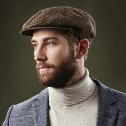 Fawler Casquette Plate Fido Boston à Motif Pied De Poule Marron -Chapeau Fawler en ligne ste megashoot hats 17200 2