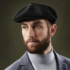 Fawler Casquette Gavroche Fido Spicchi En Velours Noir -Chapeau Fawler en ligne ste megashoot hats 17224 24